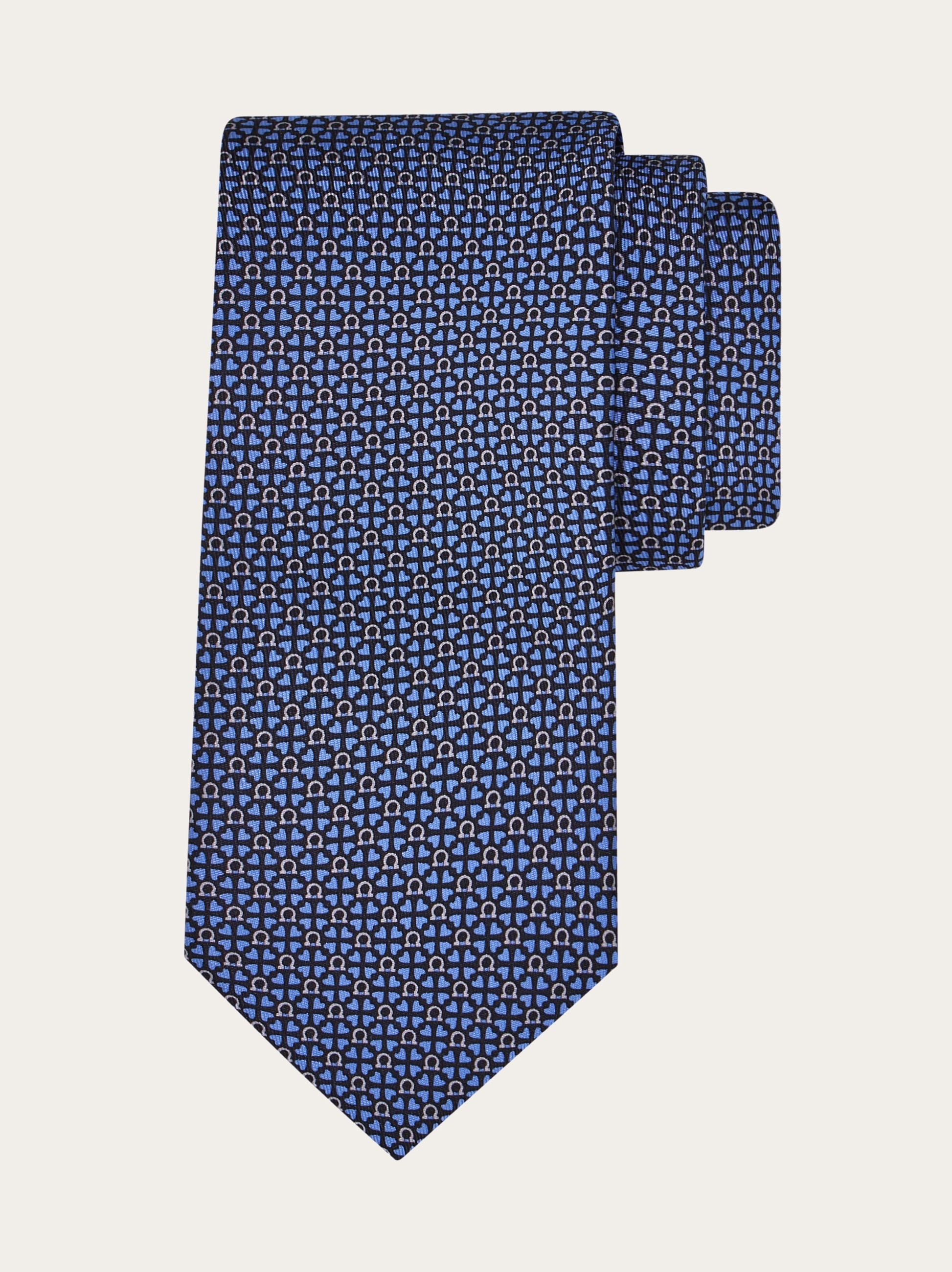 Gancini and hearts printed silk tie - 1