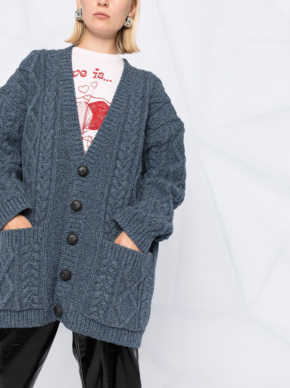 oversized chunky knitted cardigan - 5