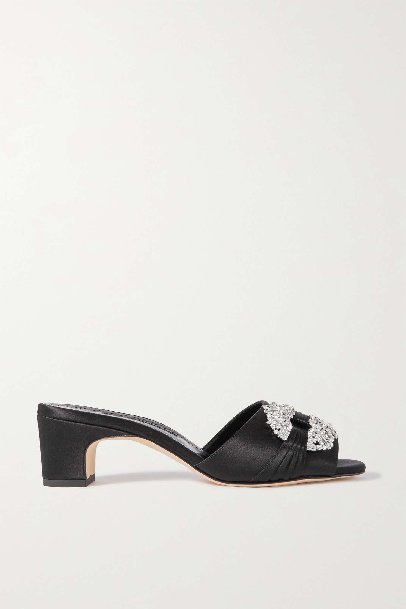 Prinap 50 crystal-embellished ruched satin mules - 1