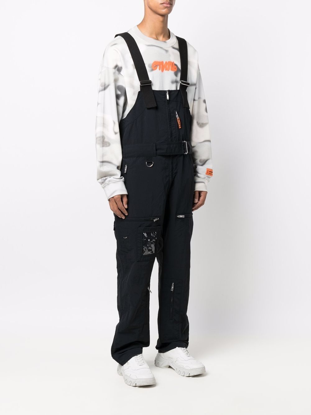 belted zip-detail dungarees - 3