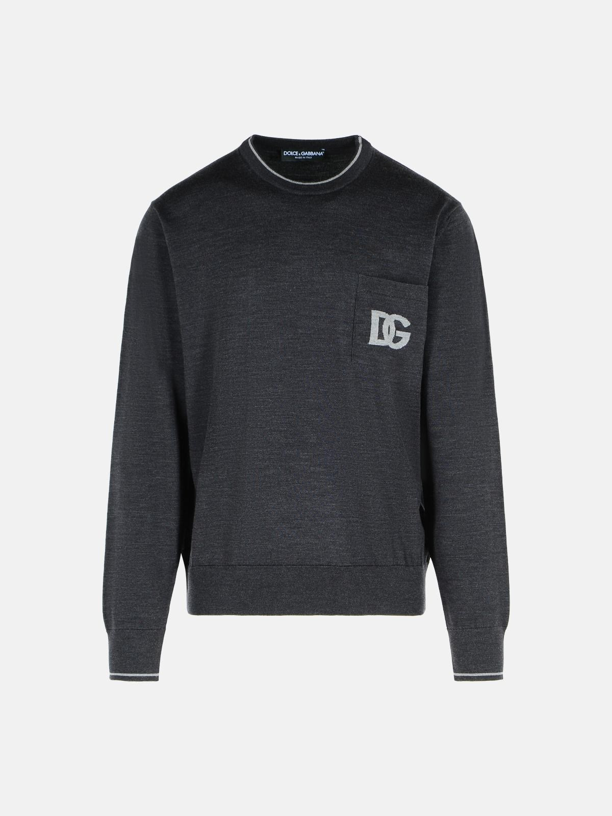 GREY VIRGIN WOOL SWEATER - 1