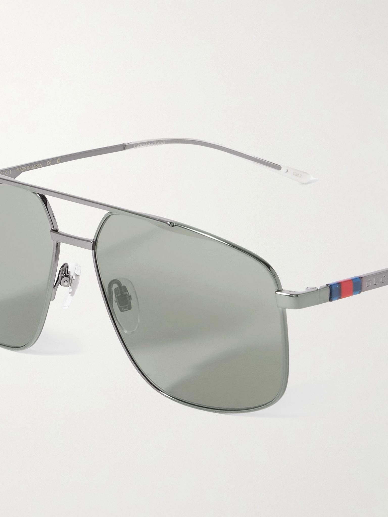 Navigator Aviator-Style Logo-Print Gunmetal-Tone Sunglasses Black - 3