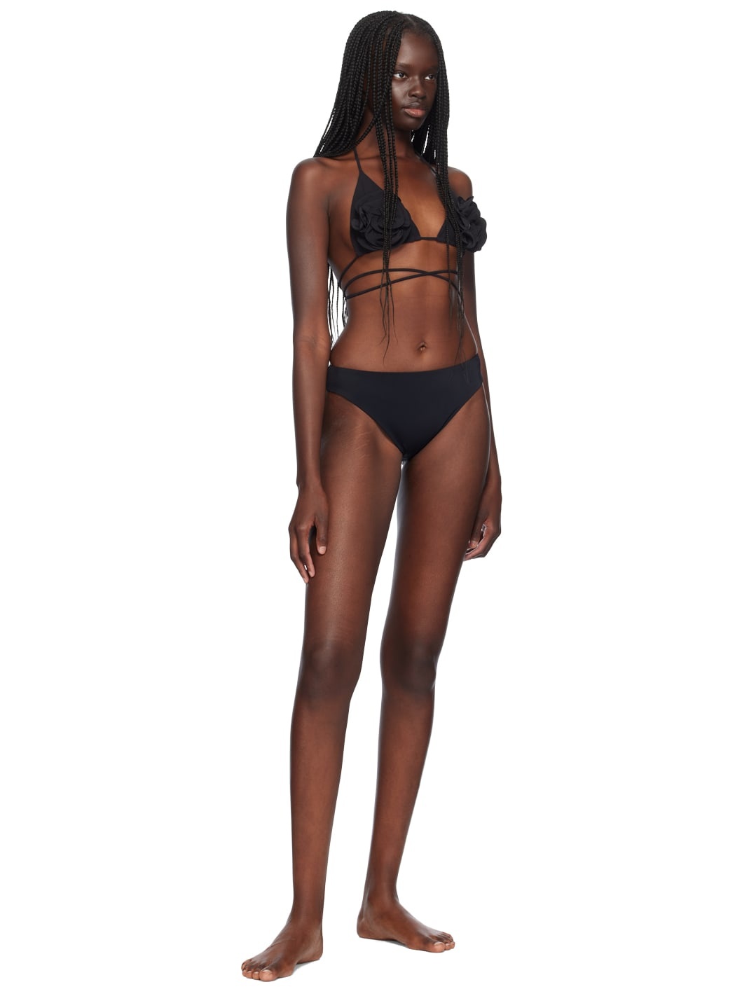Black High Leg Bikini Bottom - 4