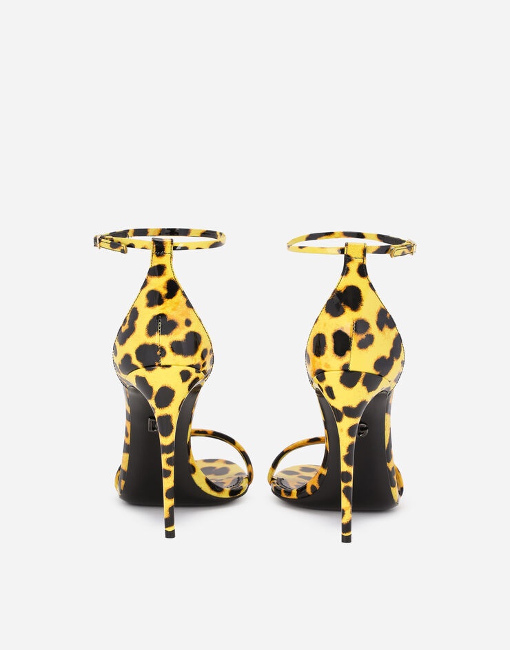 Leopard-print patent leather sandals with yellow base - 3