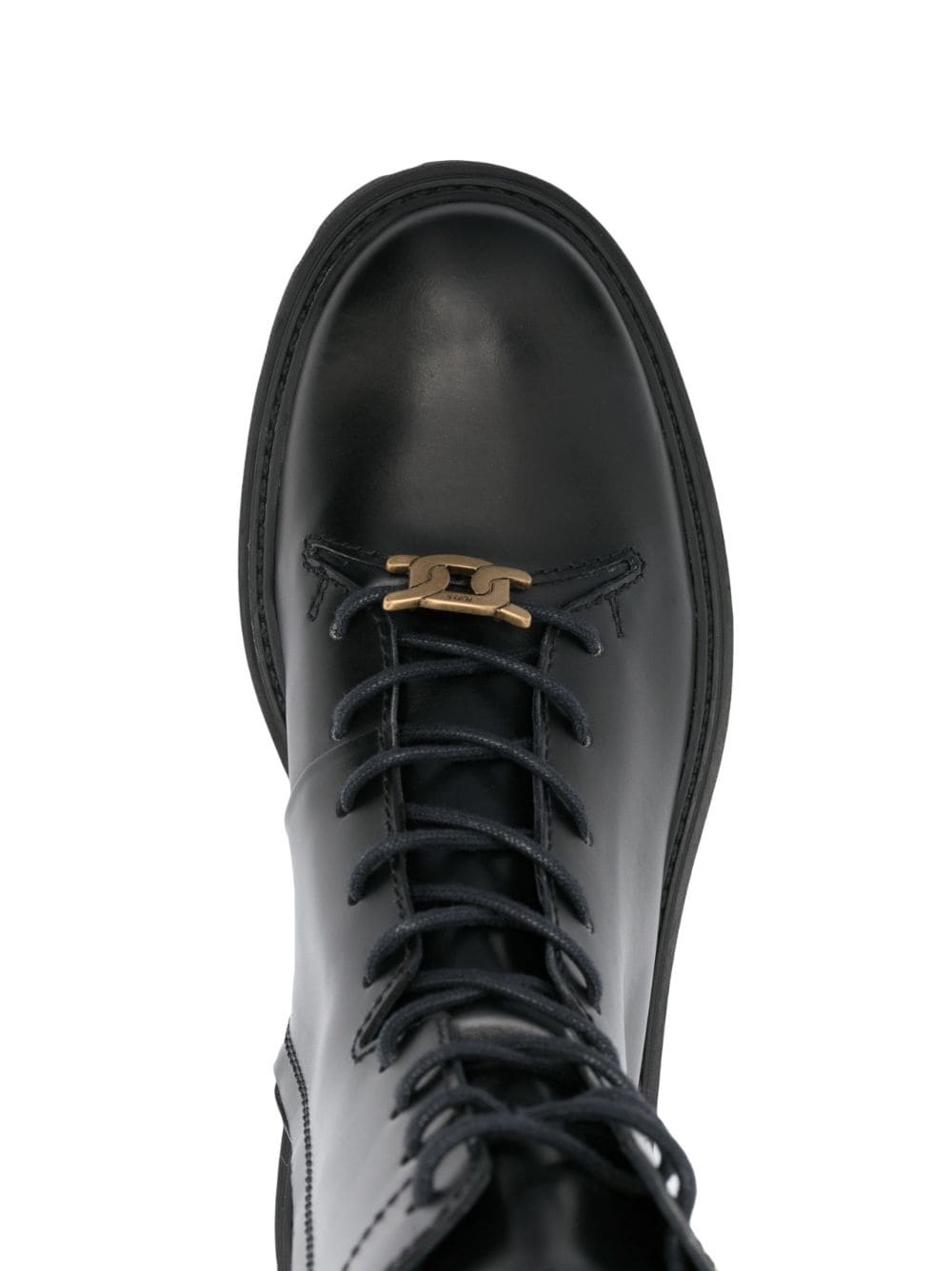 logo-plaque leather boots - 4