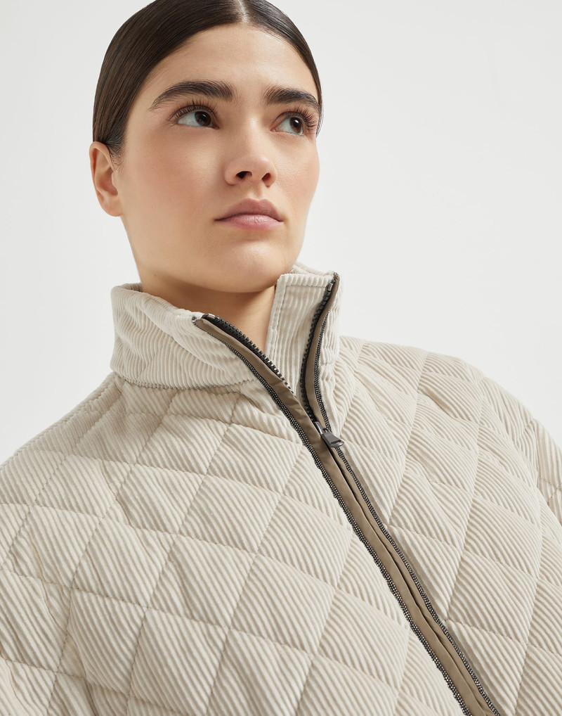 Quilted cotton and cashmere corduroy outerwear jacket with Thermore® padding and shiny trims 3
