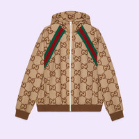 GUCCHI 騙し絵トップス GUCCI Jumbo GG zip jacket with Web | REVERSIBLE