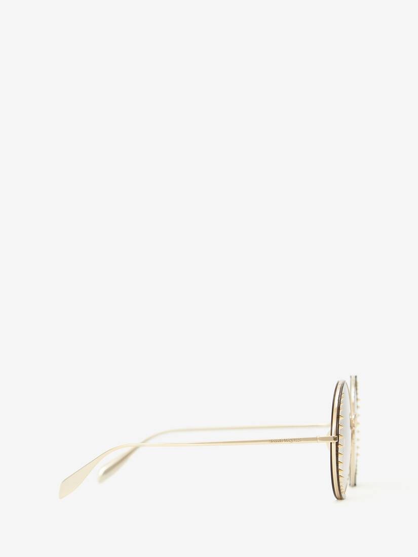 Studded Lens Round Sunglasses in Gold/brown - 2