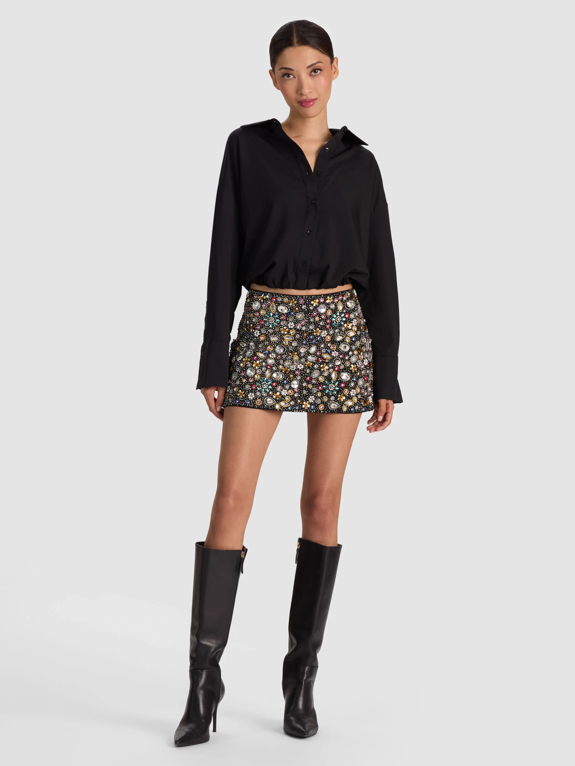 RUBI EMBELLISHED MINI SKIRT - 1