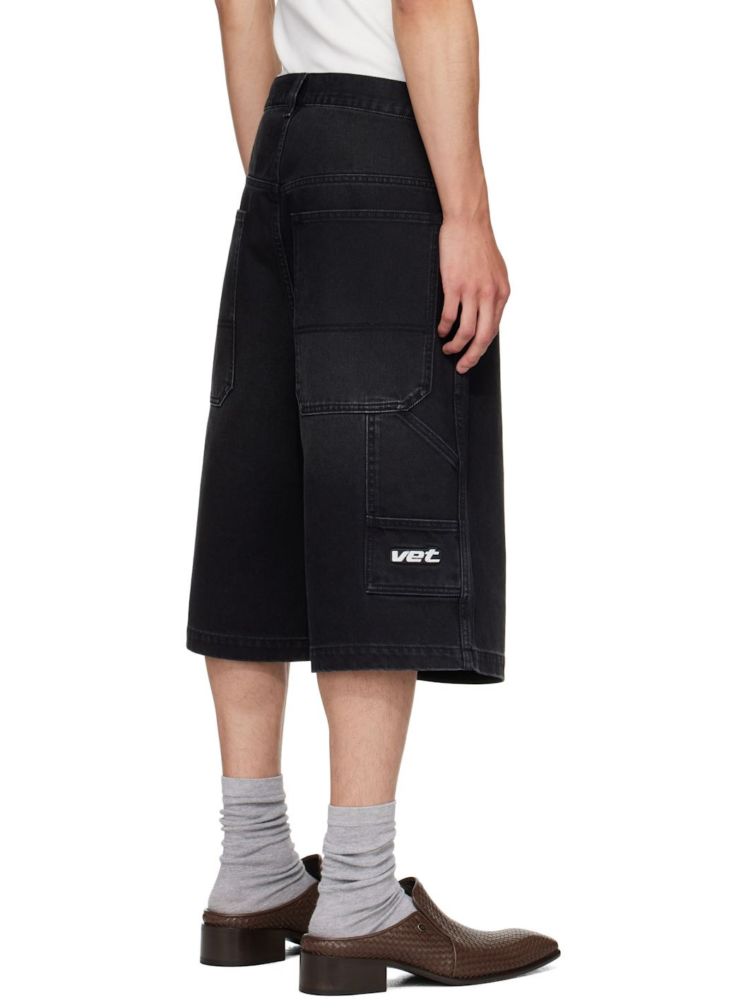 Black Hip-Hop Denim Shorts - 3