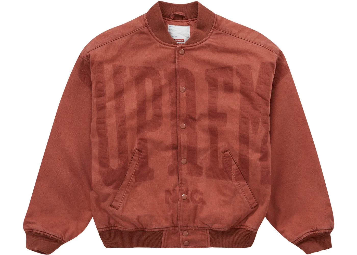 Supreme Washed Knockout Denim Varsity Jacket Rust - 1