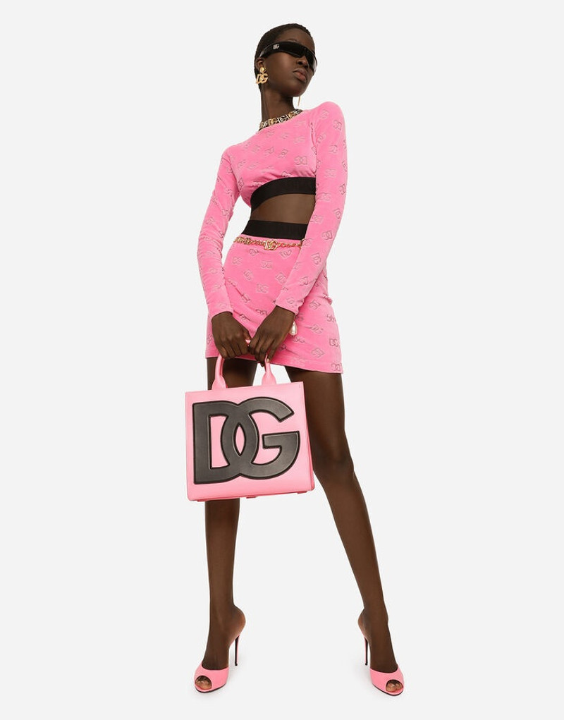 Flocked jersey miniskirt with all-over DG logo 4