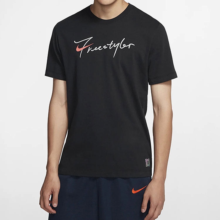 Nike Back Large logo Printing Freestyle Sports Short Sleeve Black CK1186-010 - 2
