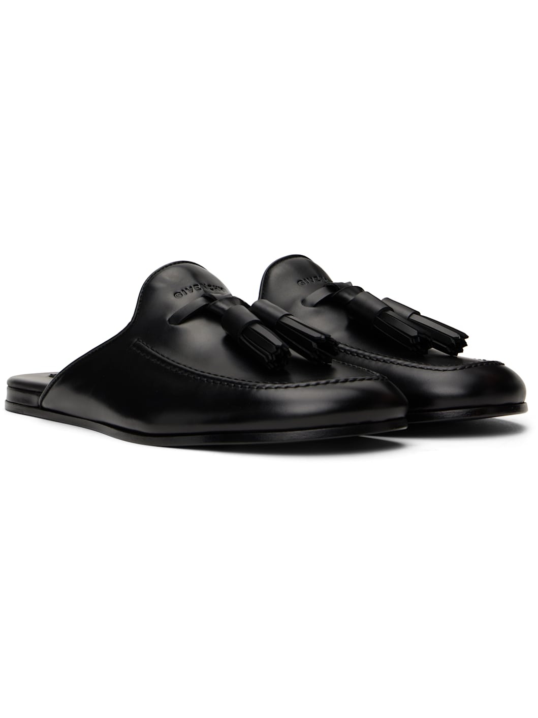 Black Leather Slippers - 4