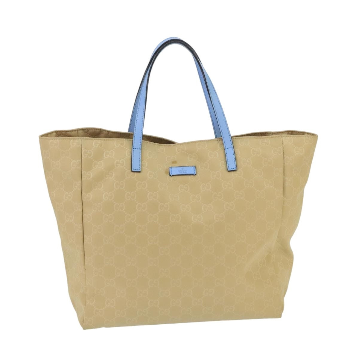 GUCCI GG Canvas Tote Bag Nylon Beige Blue Silver - 13