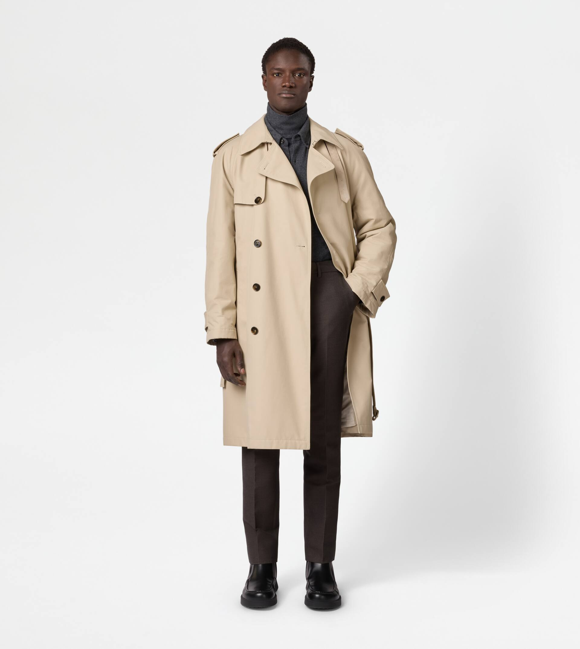 TRENCH COAT IN TECHNICAL COTTON - BEIGE - 2