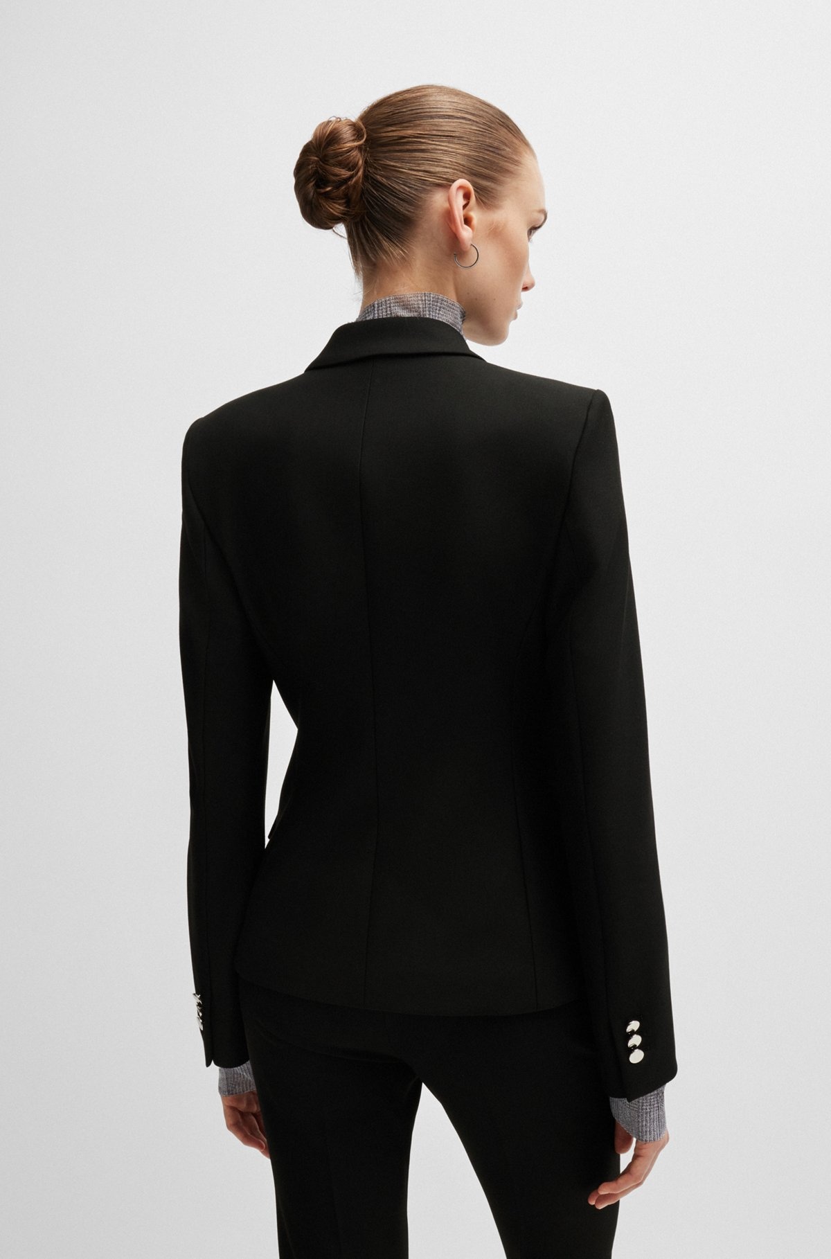 REGULAR-FIT DOUBLE-BREASTED JACKET IN STRETCH MATERIAL - 4