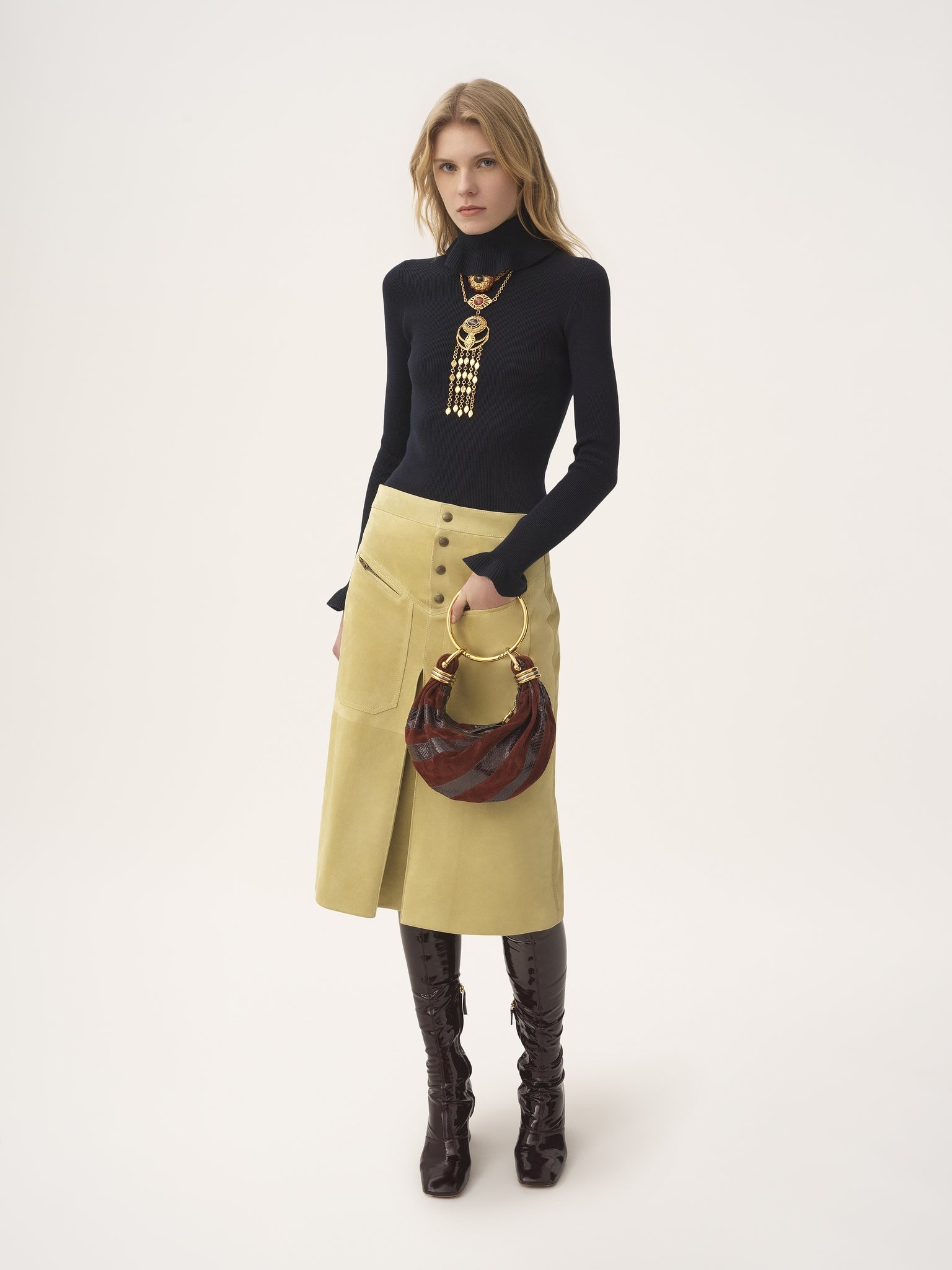 FITTED TURTLENECK SWEATER IN A COTTON & WOOL KNIT - 3