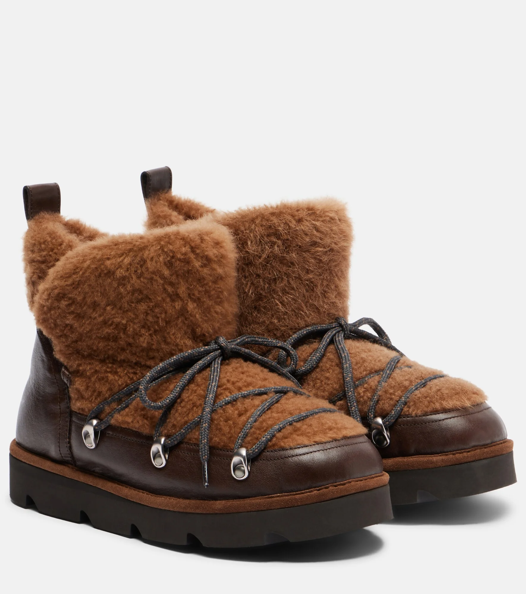 Monili leather and shearling lace-up boots - 1