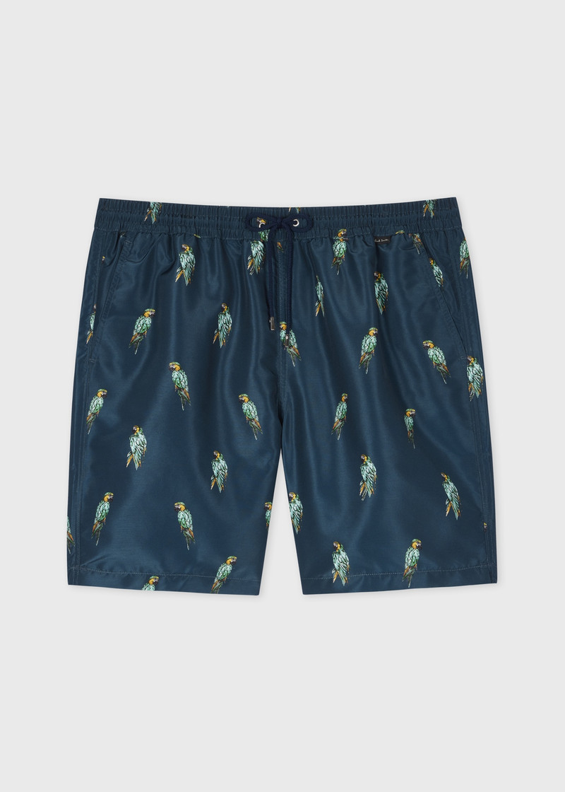 Blue 'Parrots' Print Swim Shorts 1