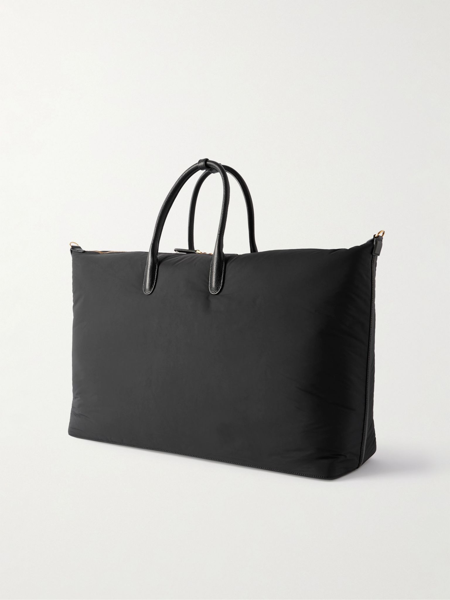 Leather-Trimmed Padded Shell Weekend Bag Black - 3