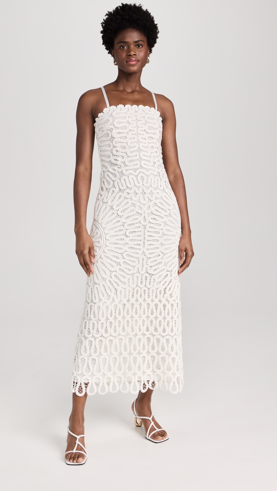 Elise Cage Crochet Embroidery Midi Dress - 6