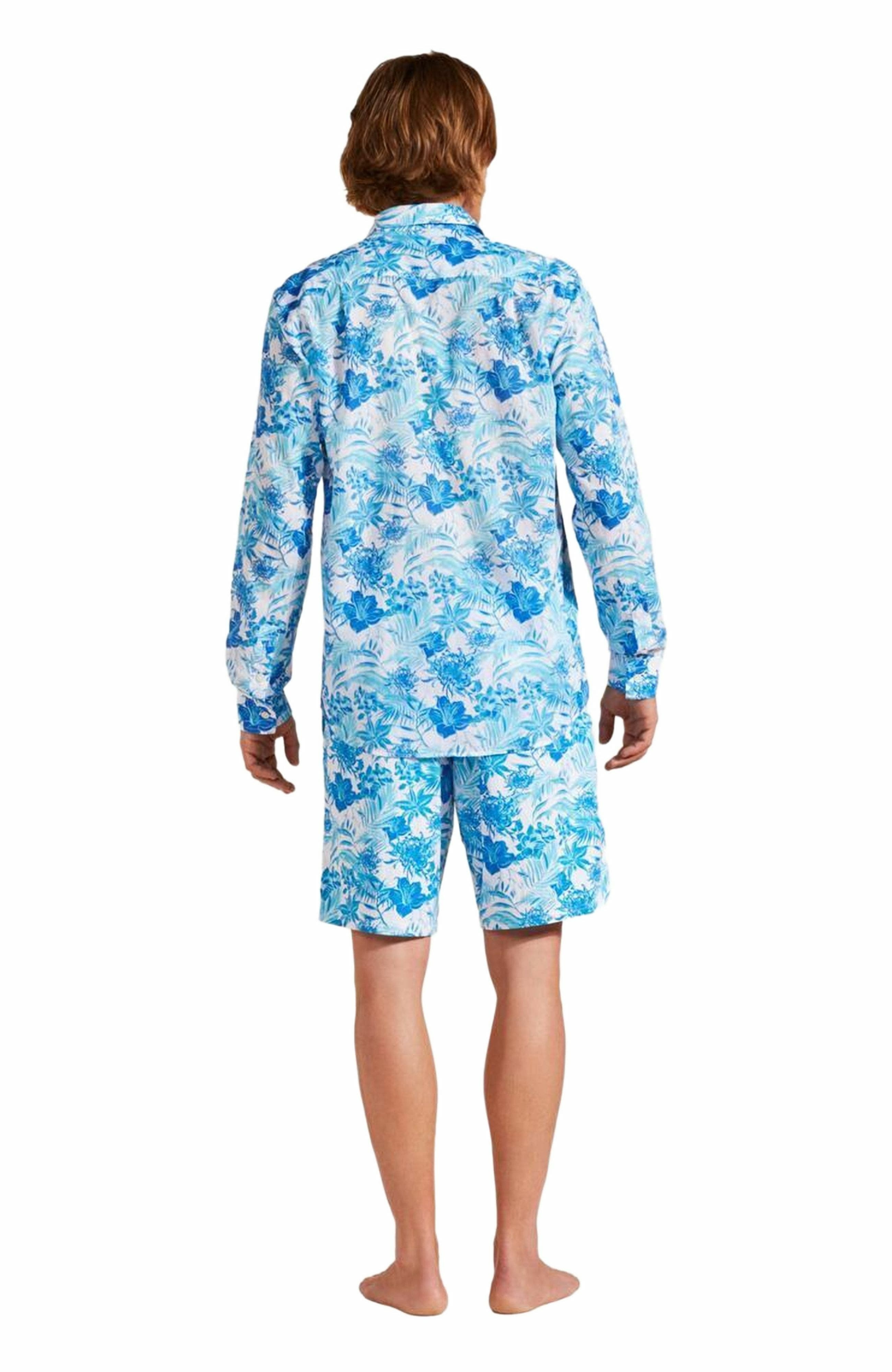 Vilebrequin Unisex Cotton Voile Lightweight Shirt Tahiti Flowers in Blanc at Nordstrom - 4