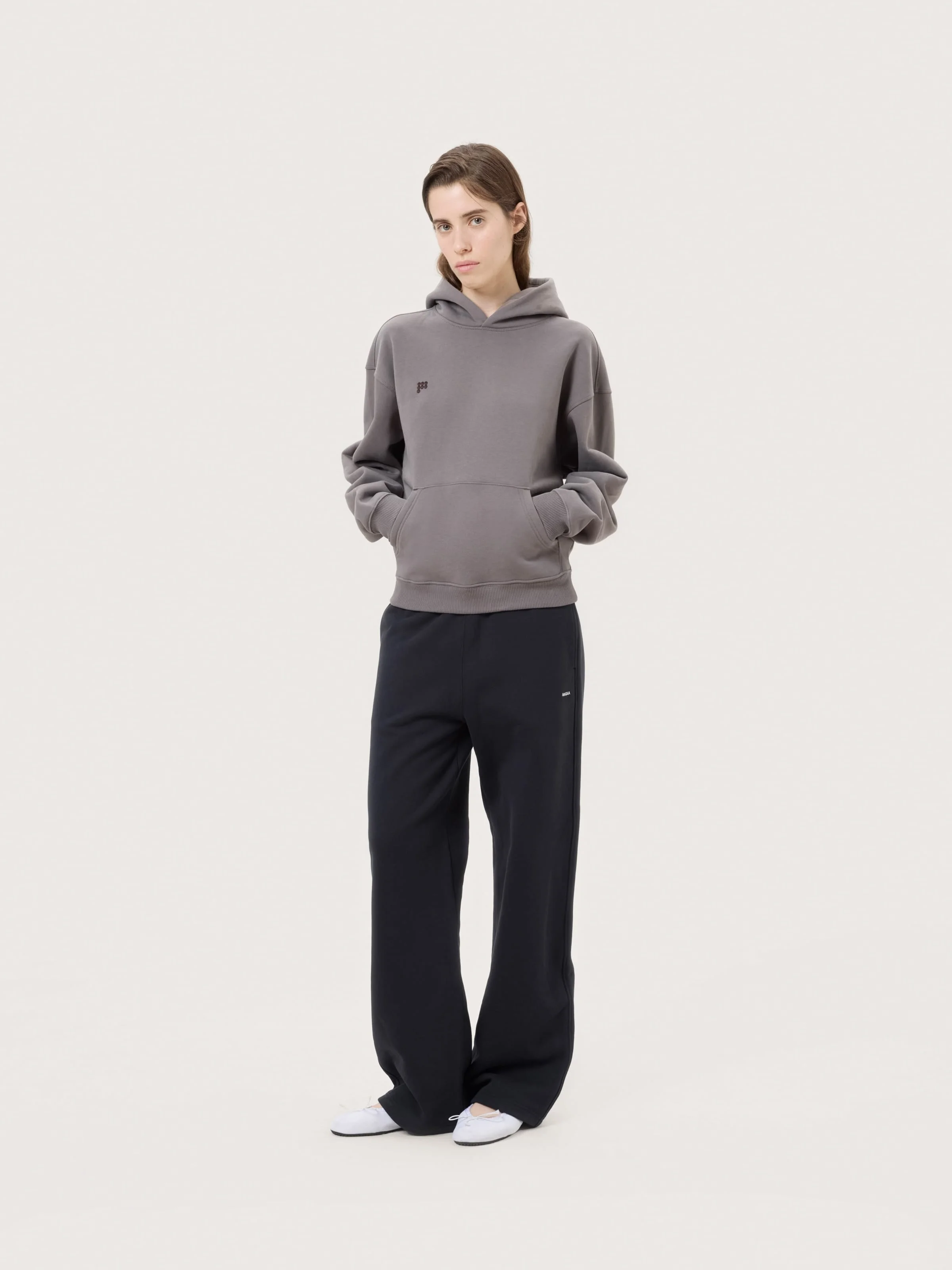 Womens Heavyweight Straight Leg Track Pants - Black - 1