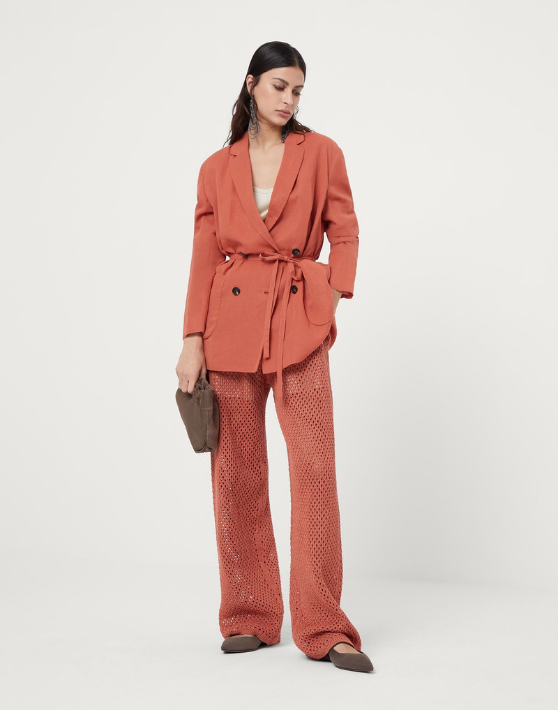 Cotton organza blazer with monili and belt 5