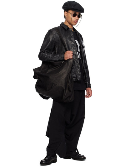 Yohji Yamamoto Black Waxed Leather Jacket outlook