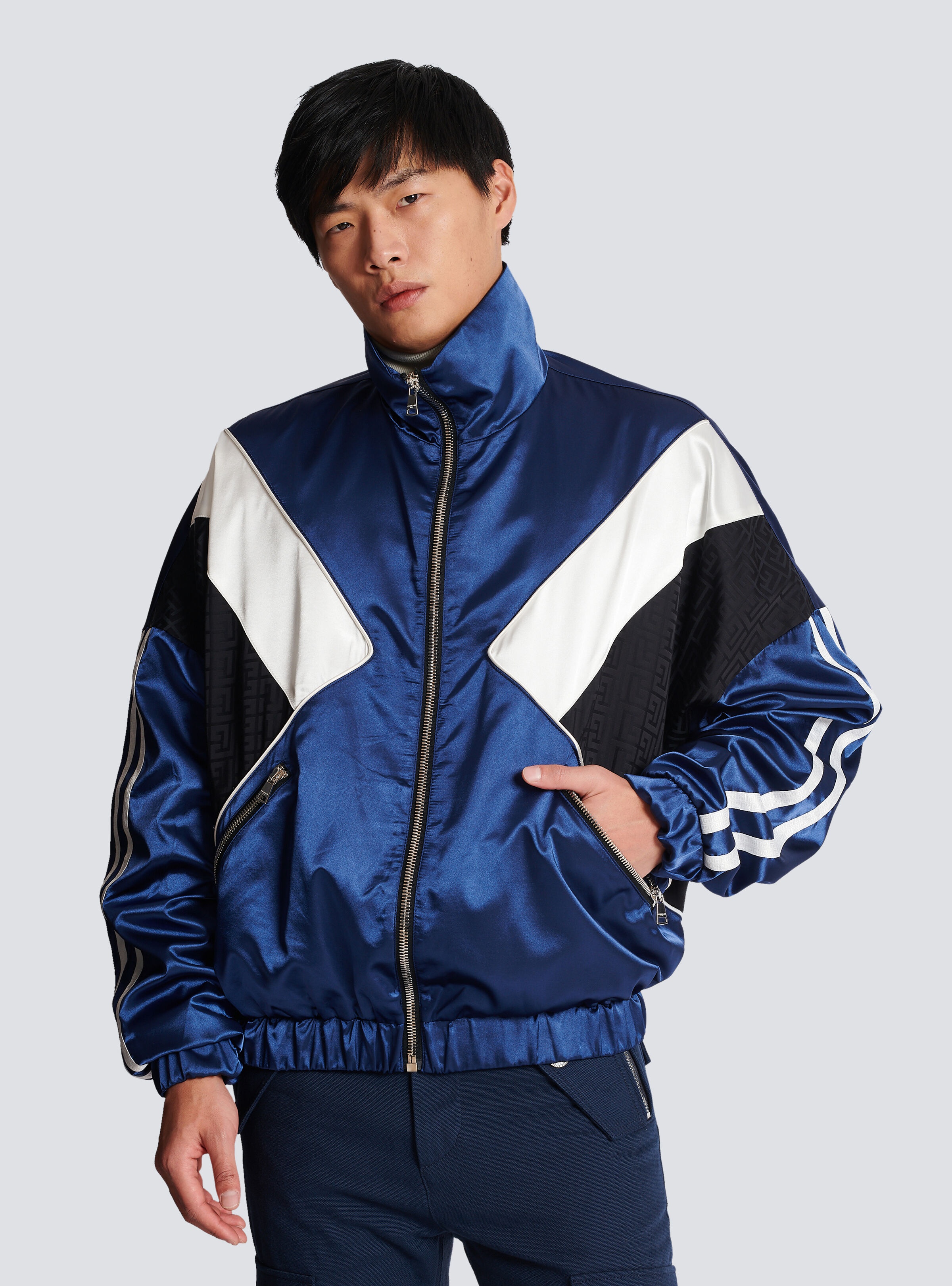 Monogrammed satin jacket - 6