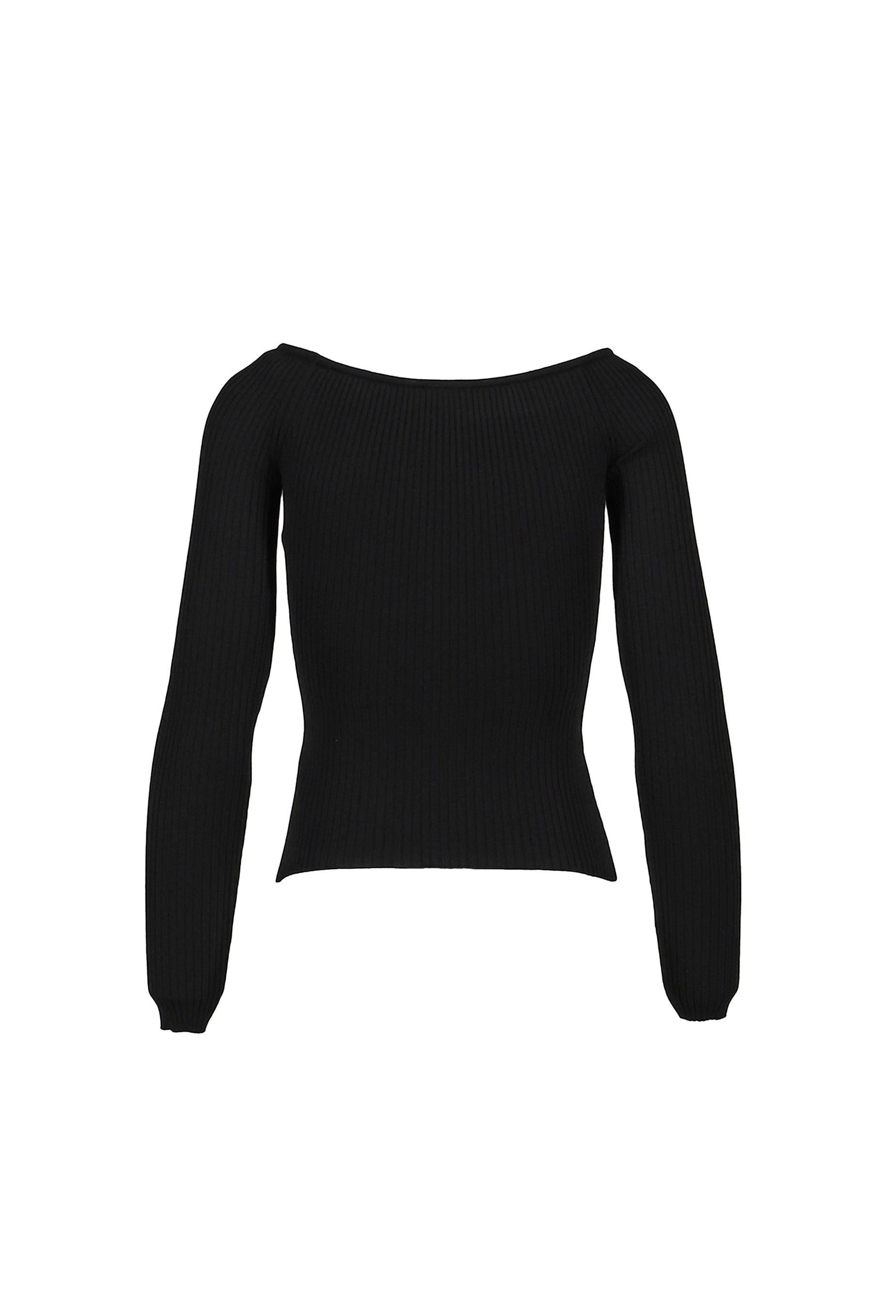 OFF SHOULDER RIB KNIT TOP / BLK - 2