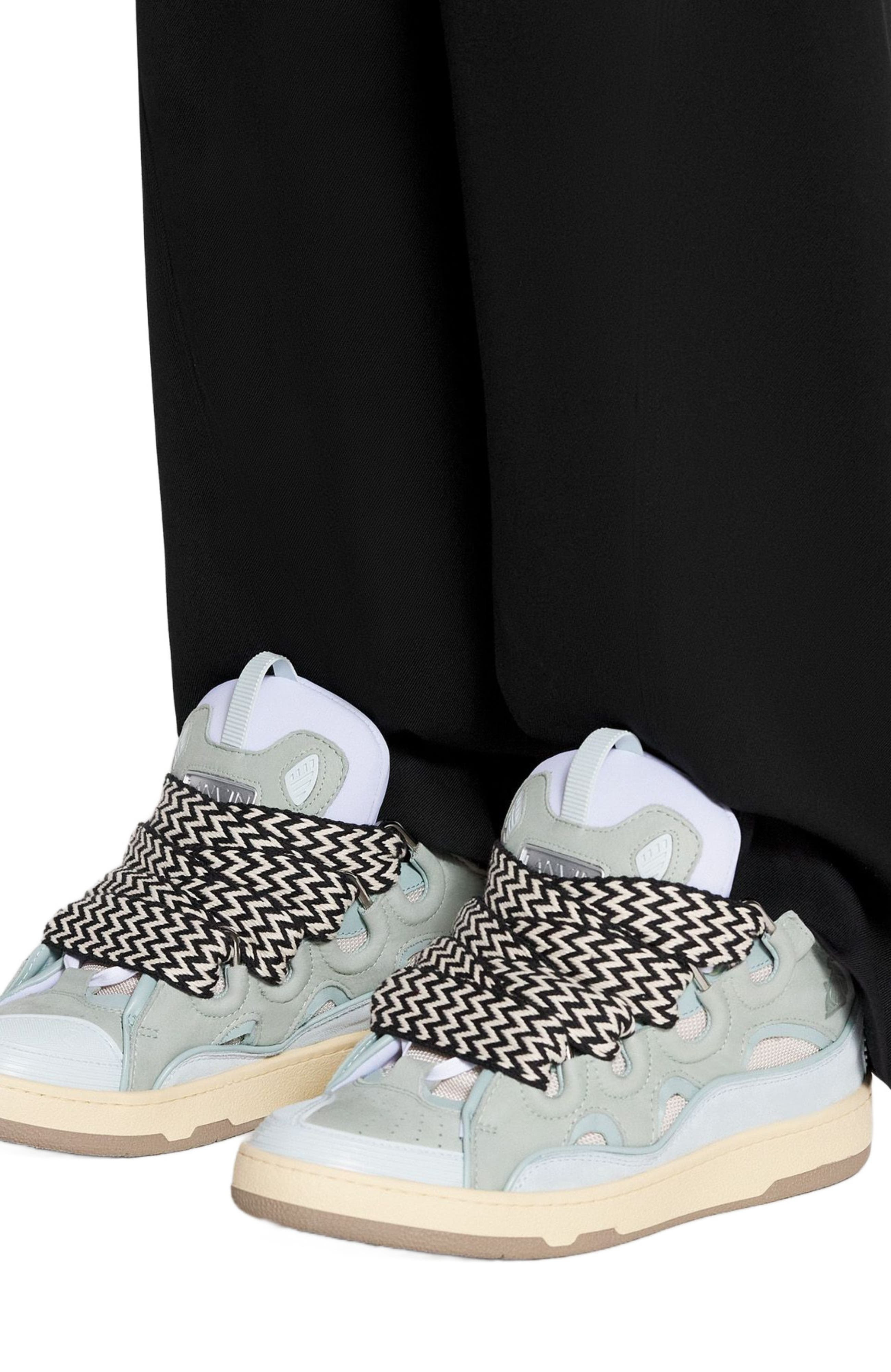 Lanvin LEATHER CURB SNEAKERS in Pale Blue at Nordstrom - 6