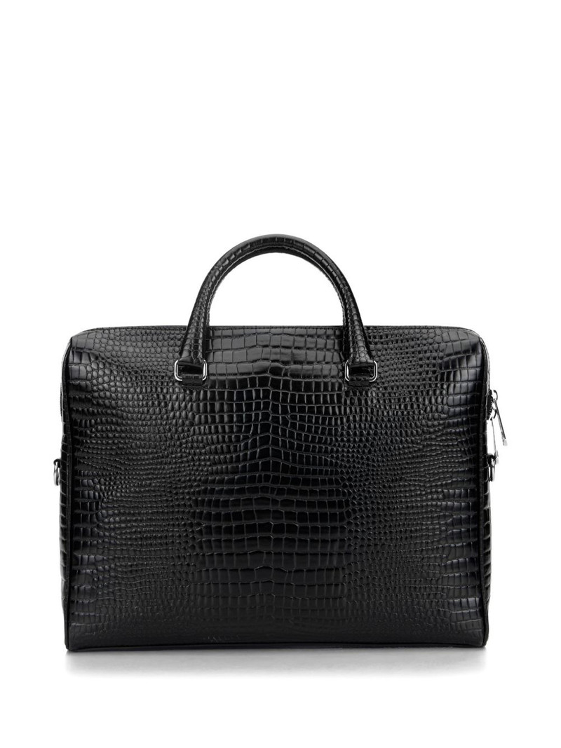 PHILIPP PLEIN crocodile print logo patch laptop bag outlook