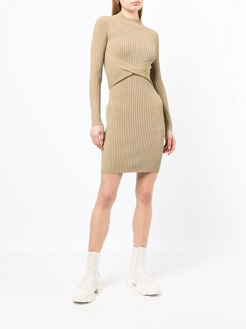 twist-detail ribbed-knit minidress - 2