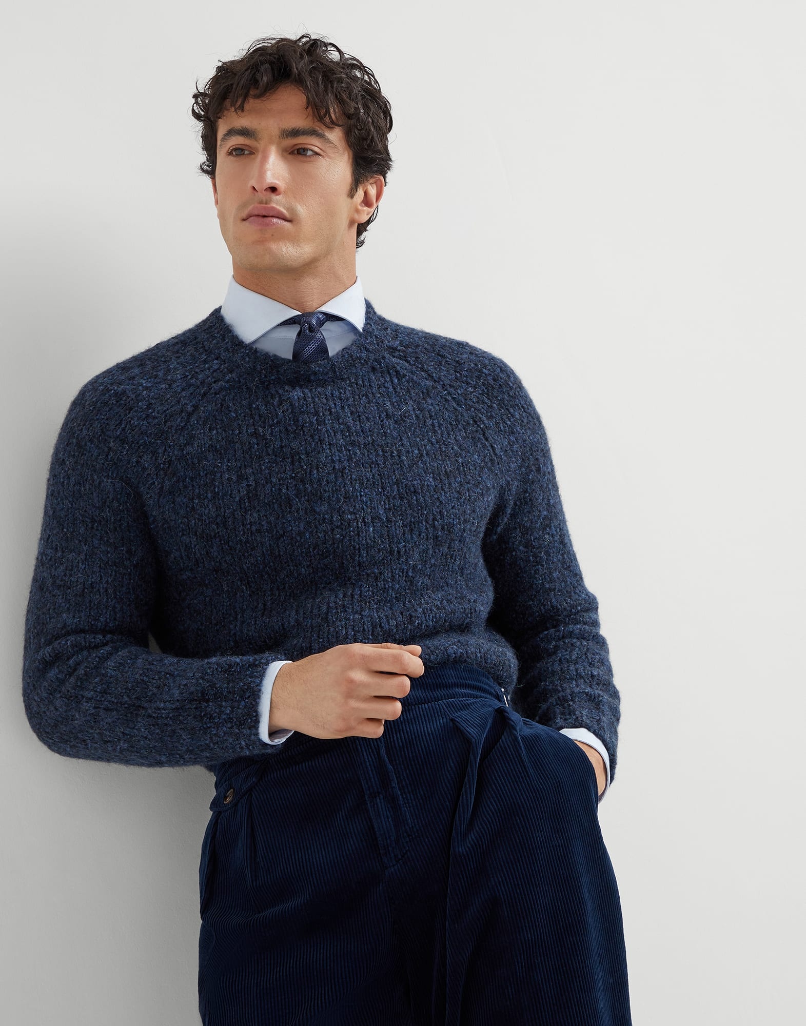 Flecked alpaca, virgin wool and cashmere sweater with raglan sleeves - 4