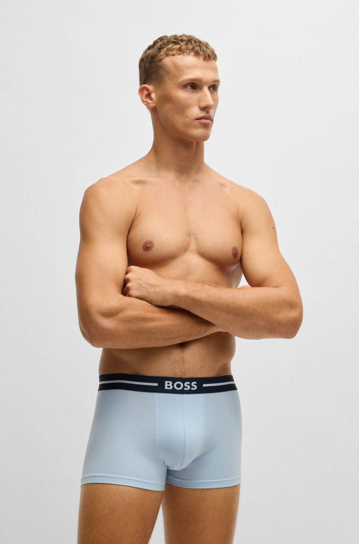 THREE-PACK OF STRETCH-COTTON PLAIN AND MONOGRAMMED TRUNKS - 5