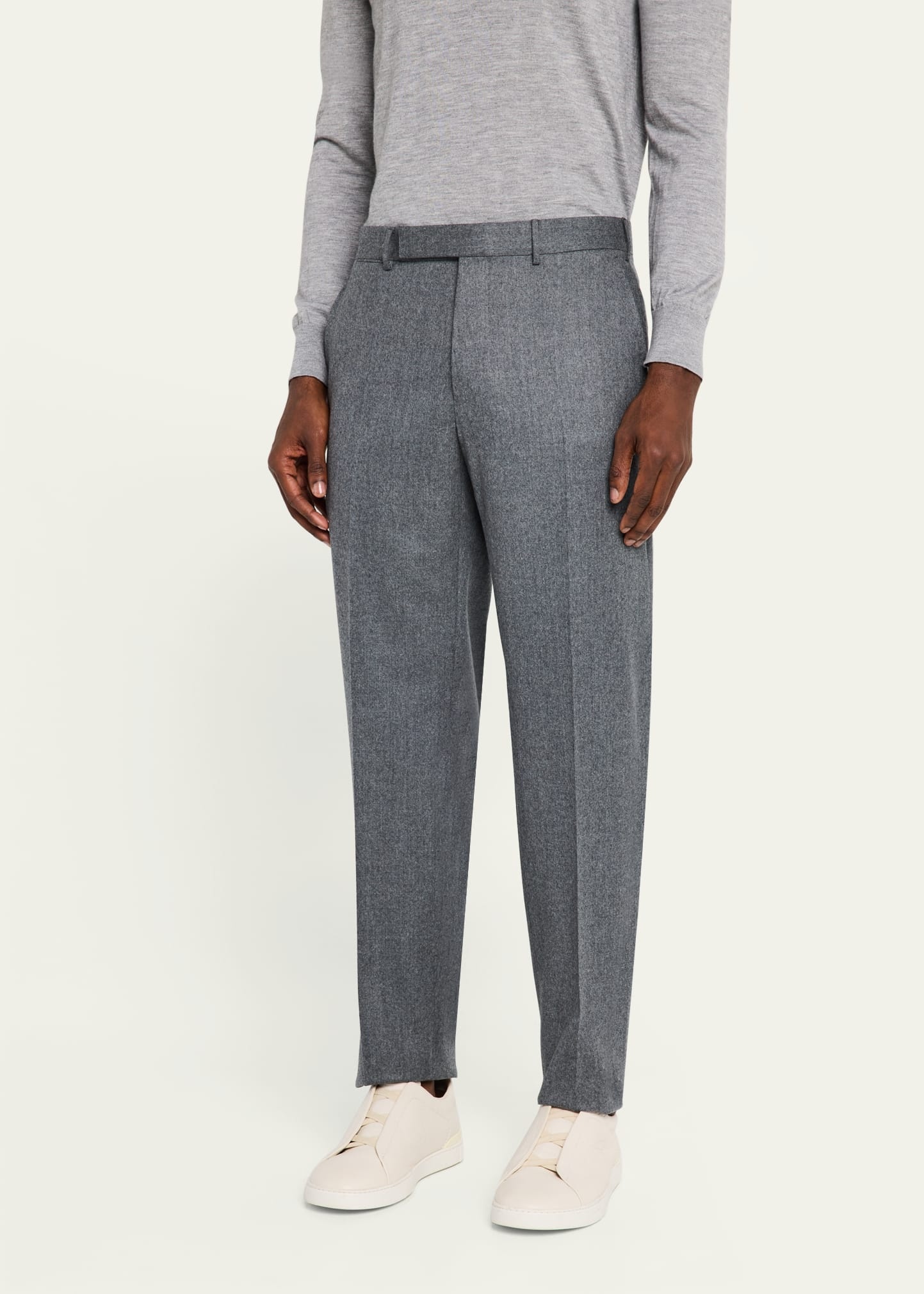 Men's Wool Flannel Flat-Front Trousers - 4