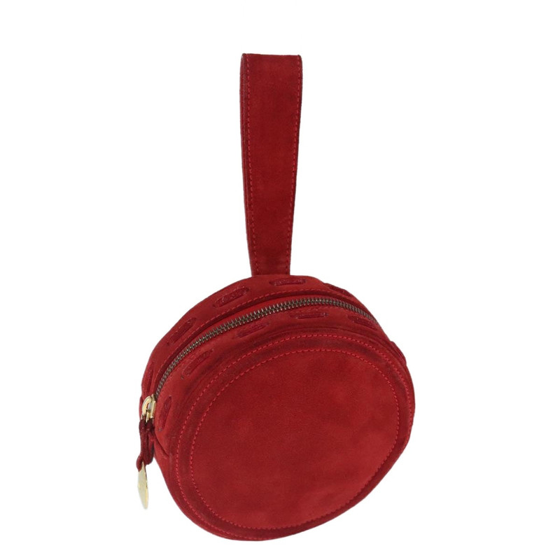 CELINE Hand Bag Suede Red Gold - 1