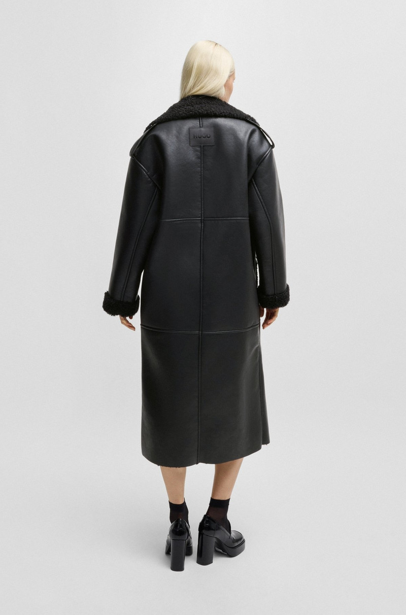 OVERSIZE-FIT FAUX-LEATHER COAT WITH FAUX-FUR TRIMS 4