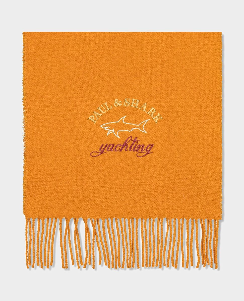 Wool scarf with embroidered Logo - 2
