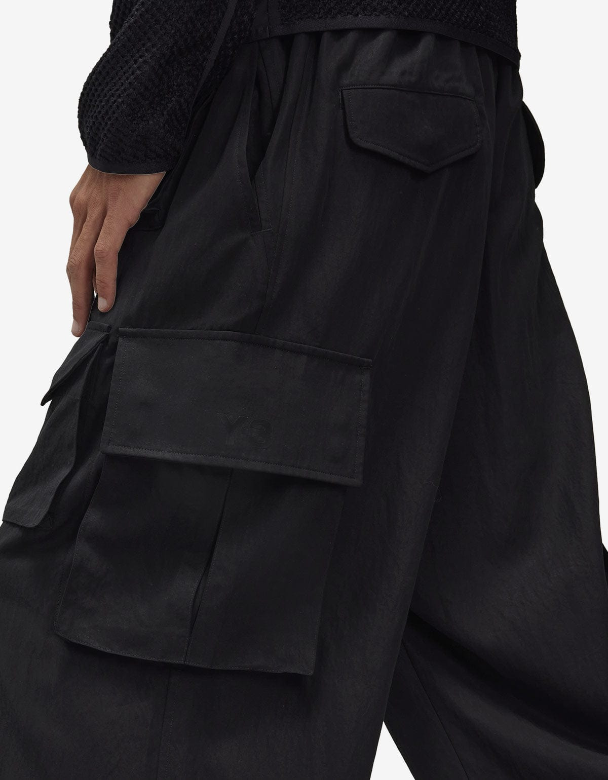 Y-3 Black Refined Wool Cargo Pants - 9