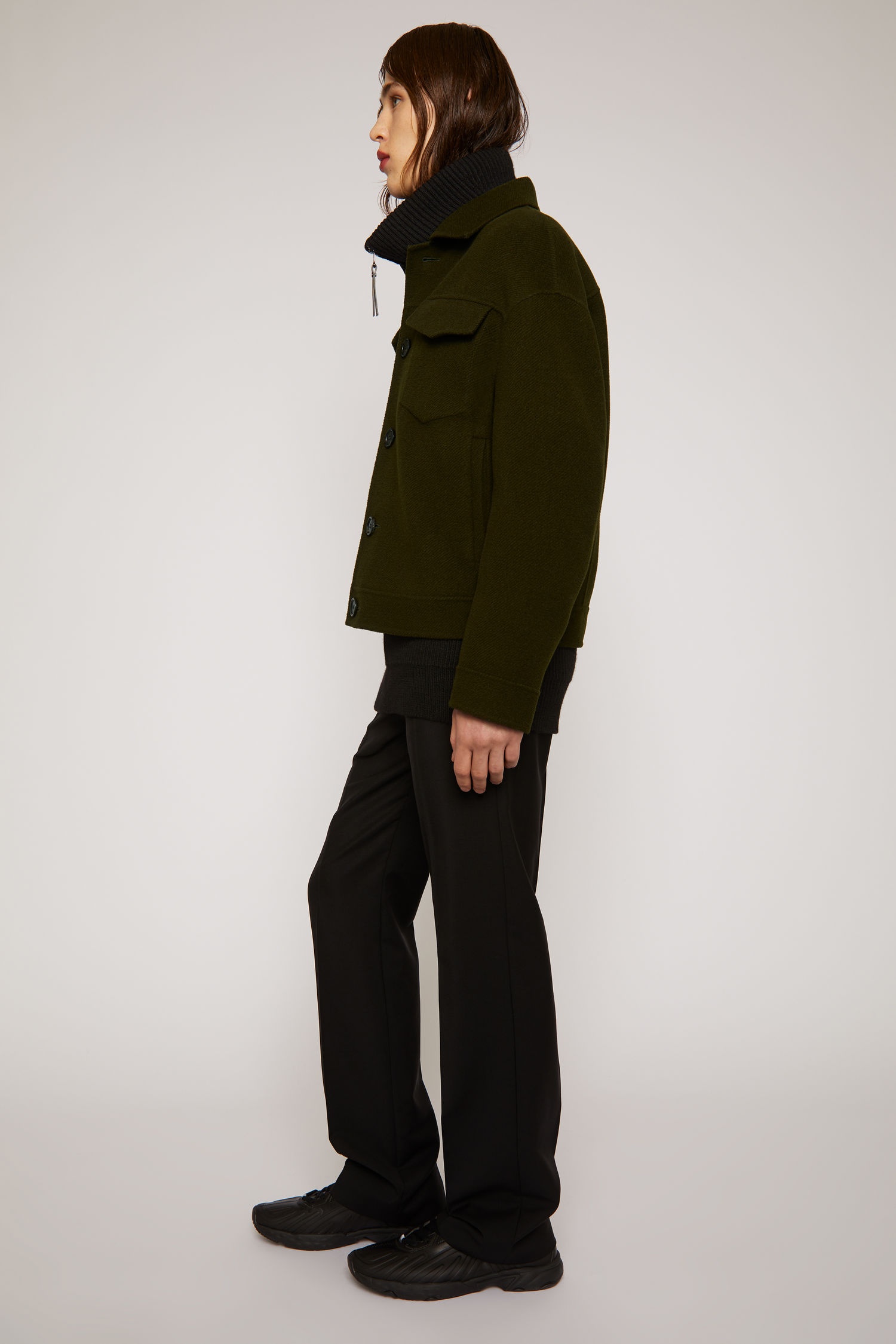 Wool twill jacket hunter green - 3