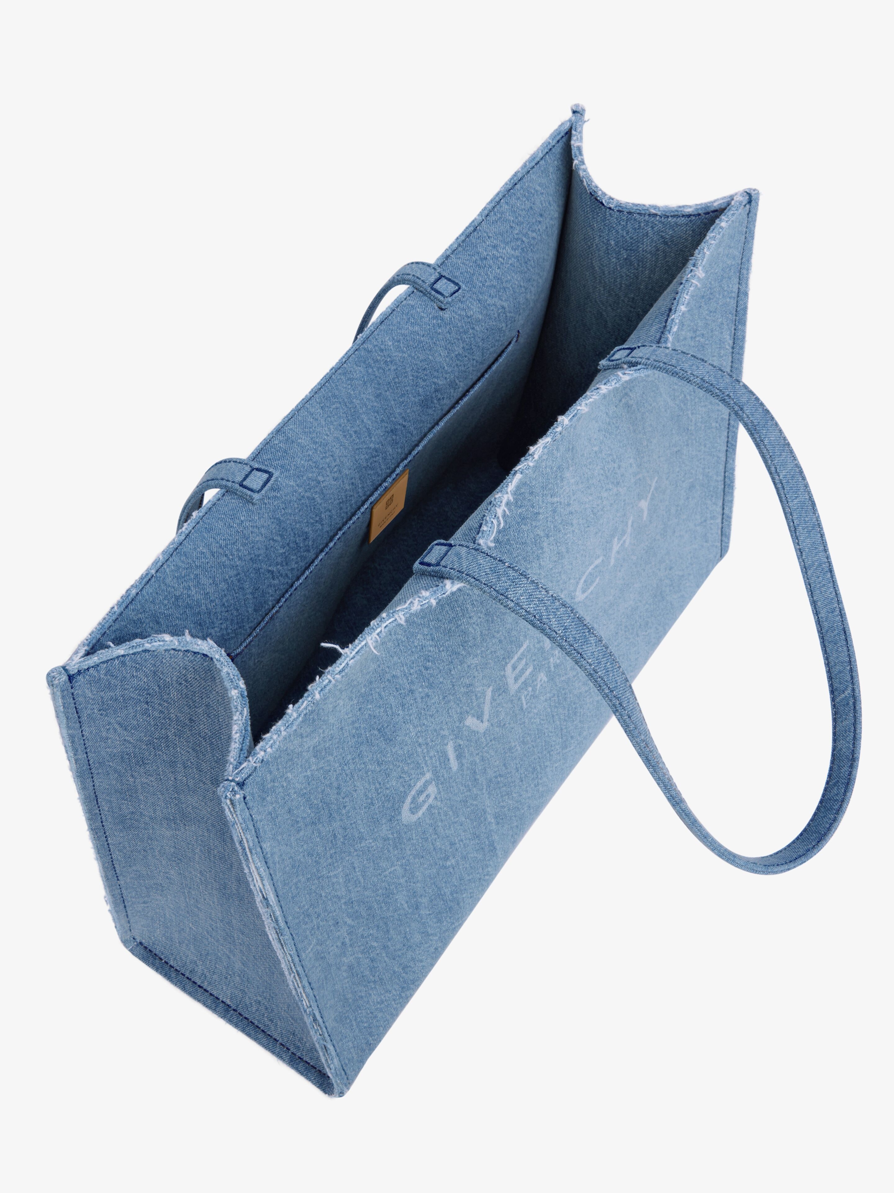 LARGE G TOTE SHOPPING BAG IN DENIM - 5