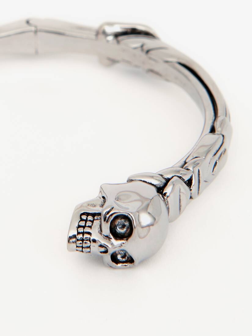 Twin Textured Skull Bracelet in Silver - 3