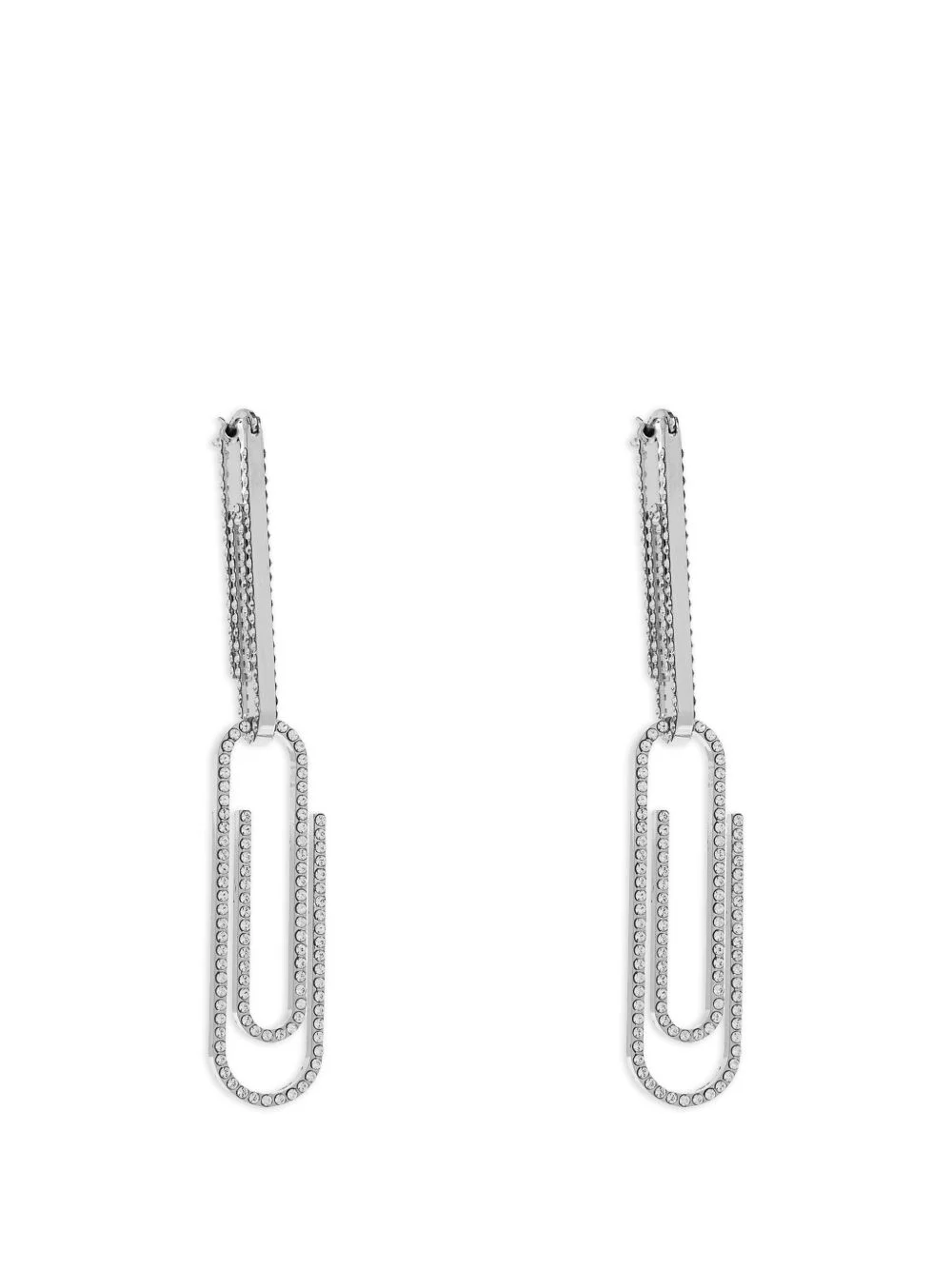 crystal-embellished paperclip earrings - 1