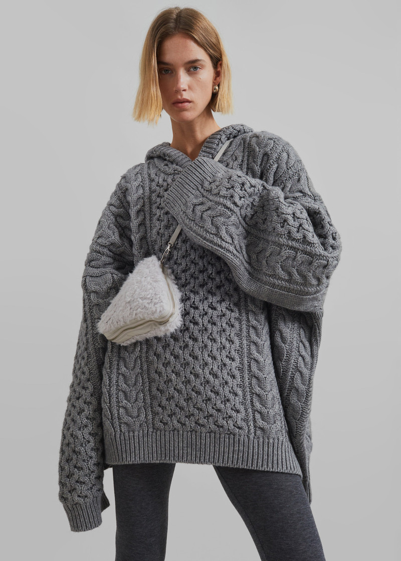 Adare Braided Knit Hoodie - Grey 7