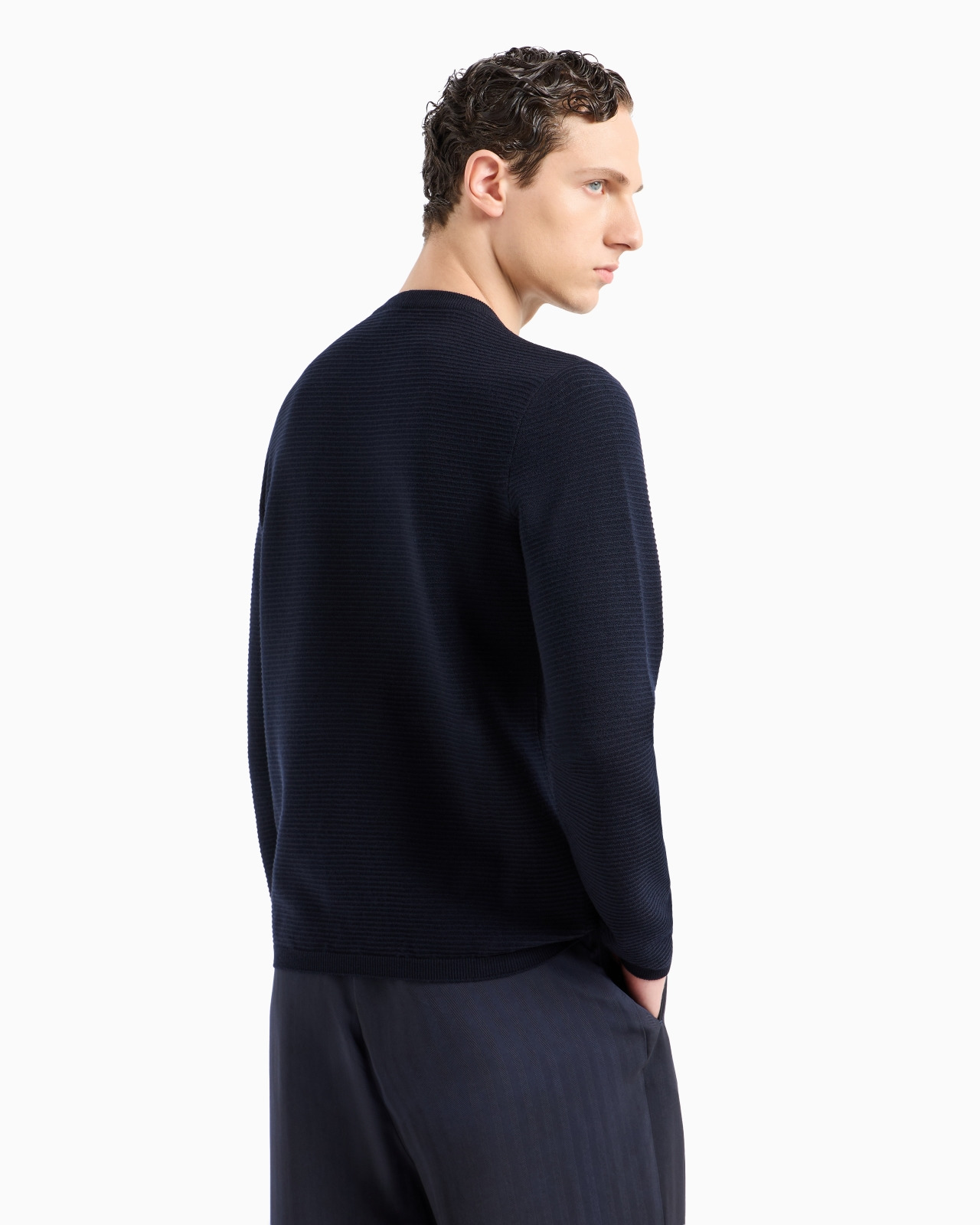 Virgin-wool blend crew-neck jumper with jacquard logo - 3