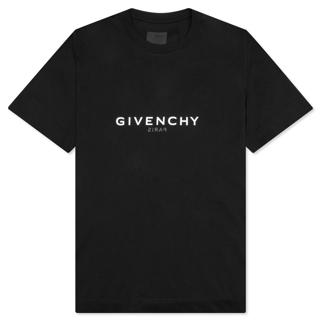 SLIM FIT REVERSE PRINT T-SHIRT - BLACK - 1
