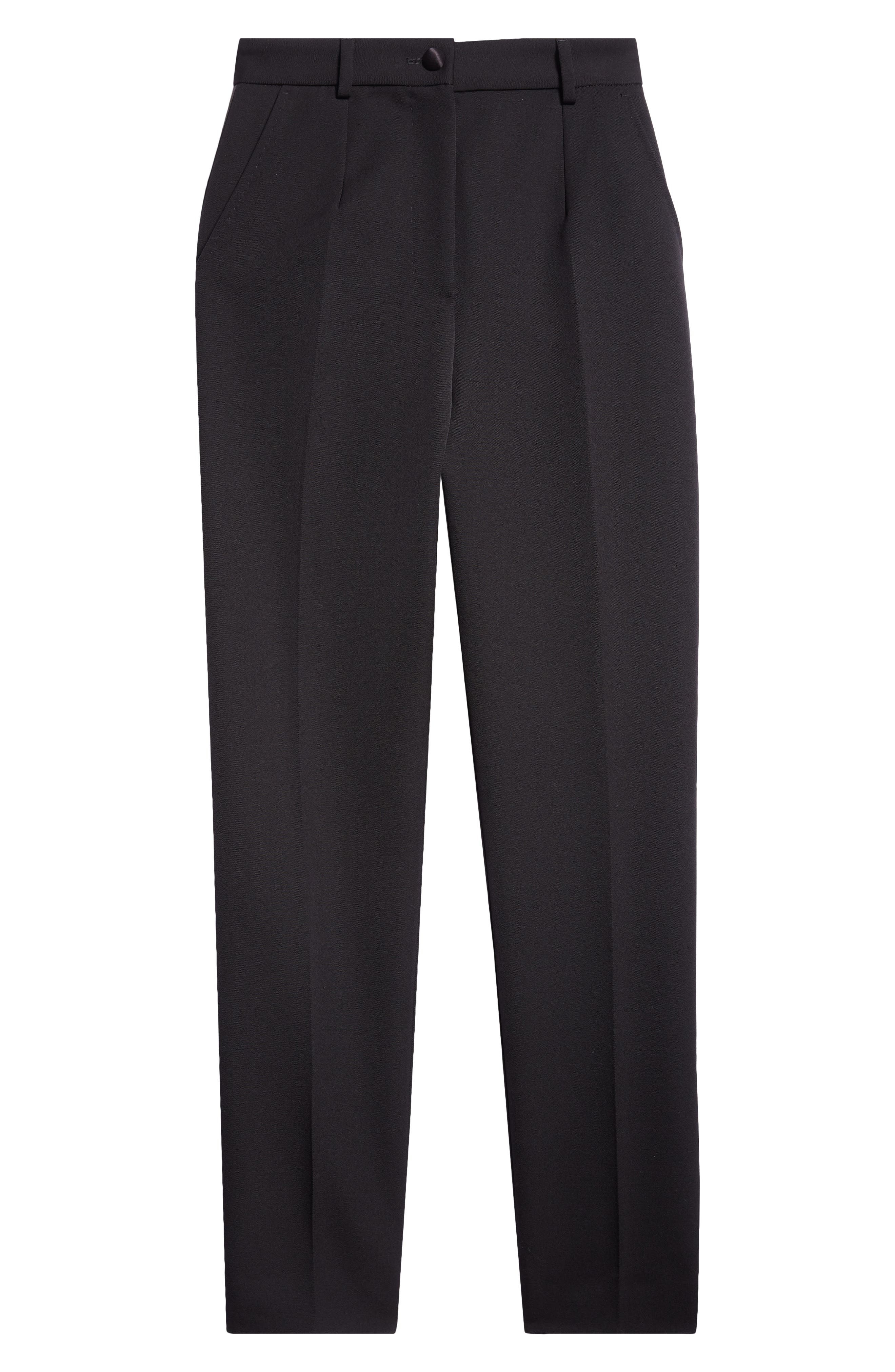 Dolce&Gabbana Tailored Wool & Silk Blend Tuxedo Pants in N0000 Nero at Nordstrom - 6